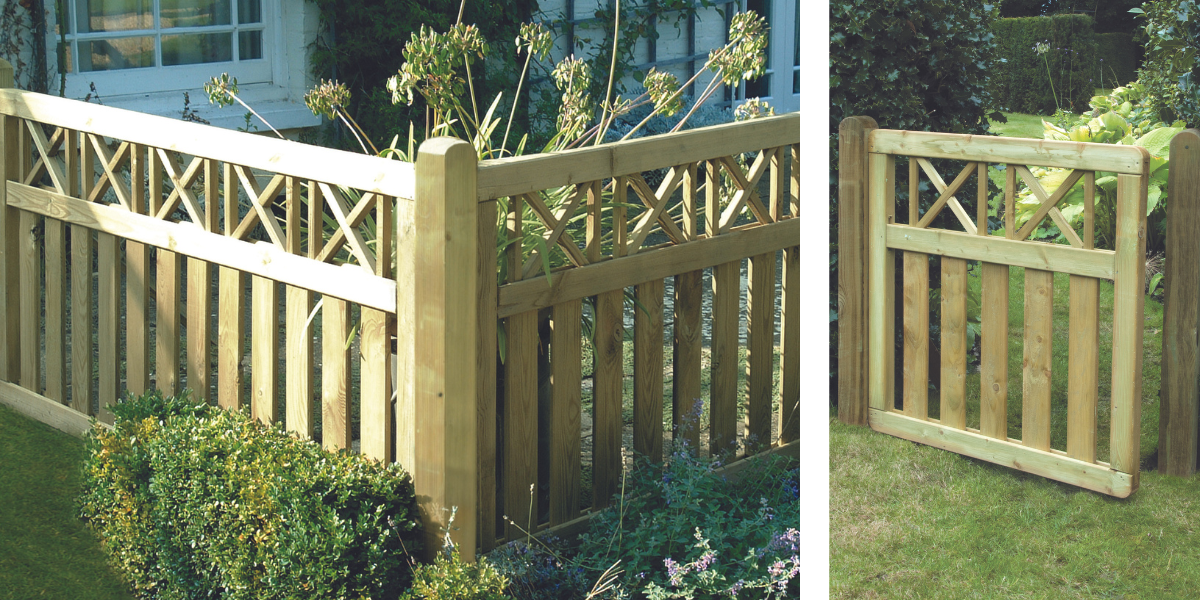 Elite Cross Top Fence Panel and Garden Gate