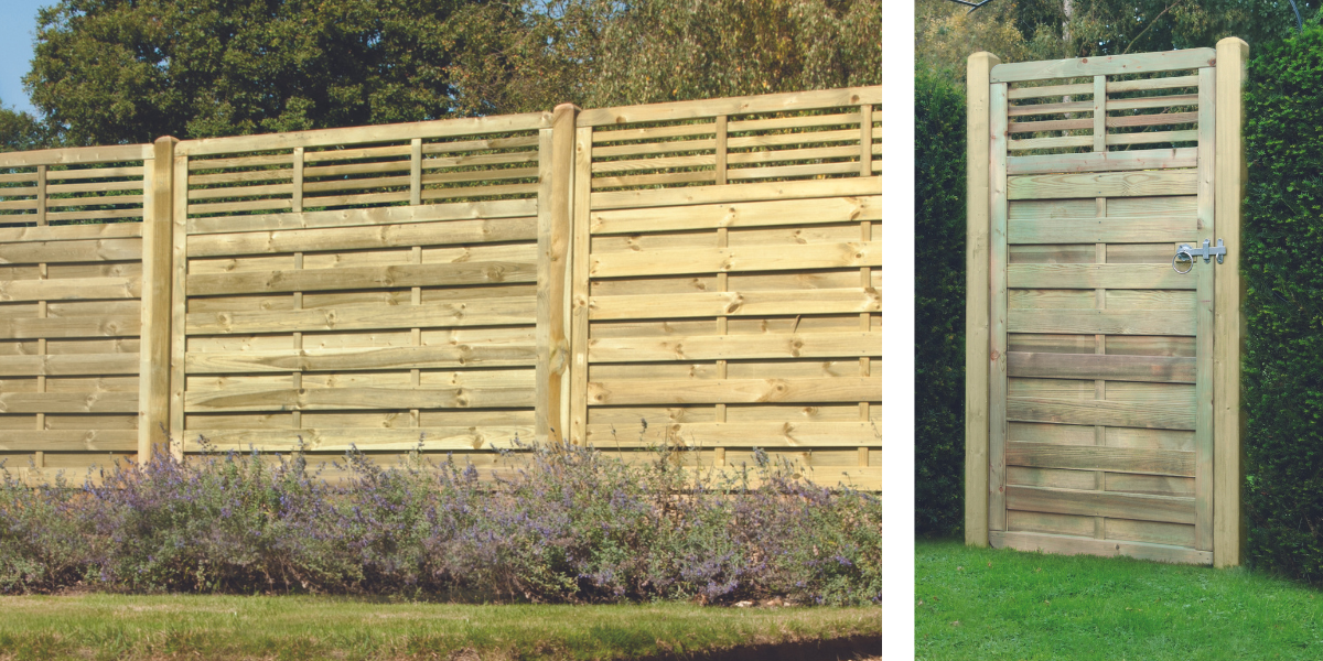 Elite Slatted Top Fence Panel and Garden Gate