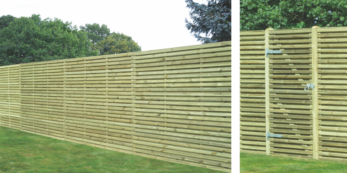 Superior Double Slatted Fence panel & garden gate