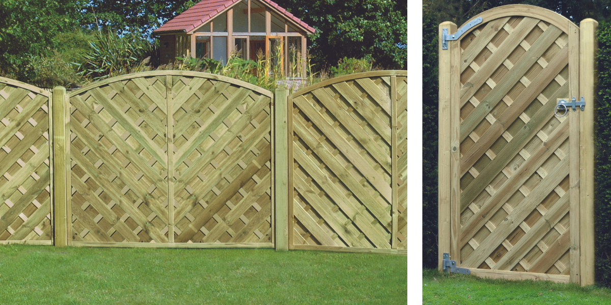'V' Arched fence panel and garden gate