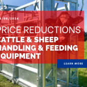 Price reductions on cattle & sheep handling & feeding equipment